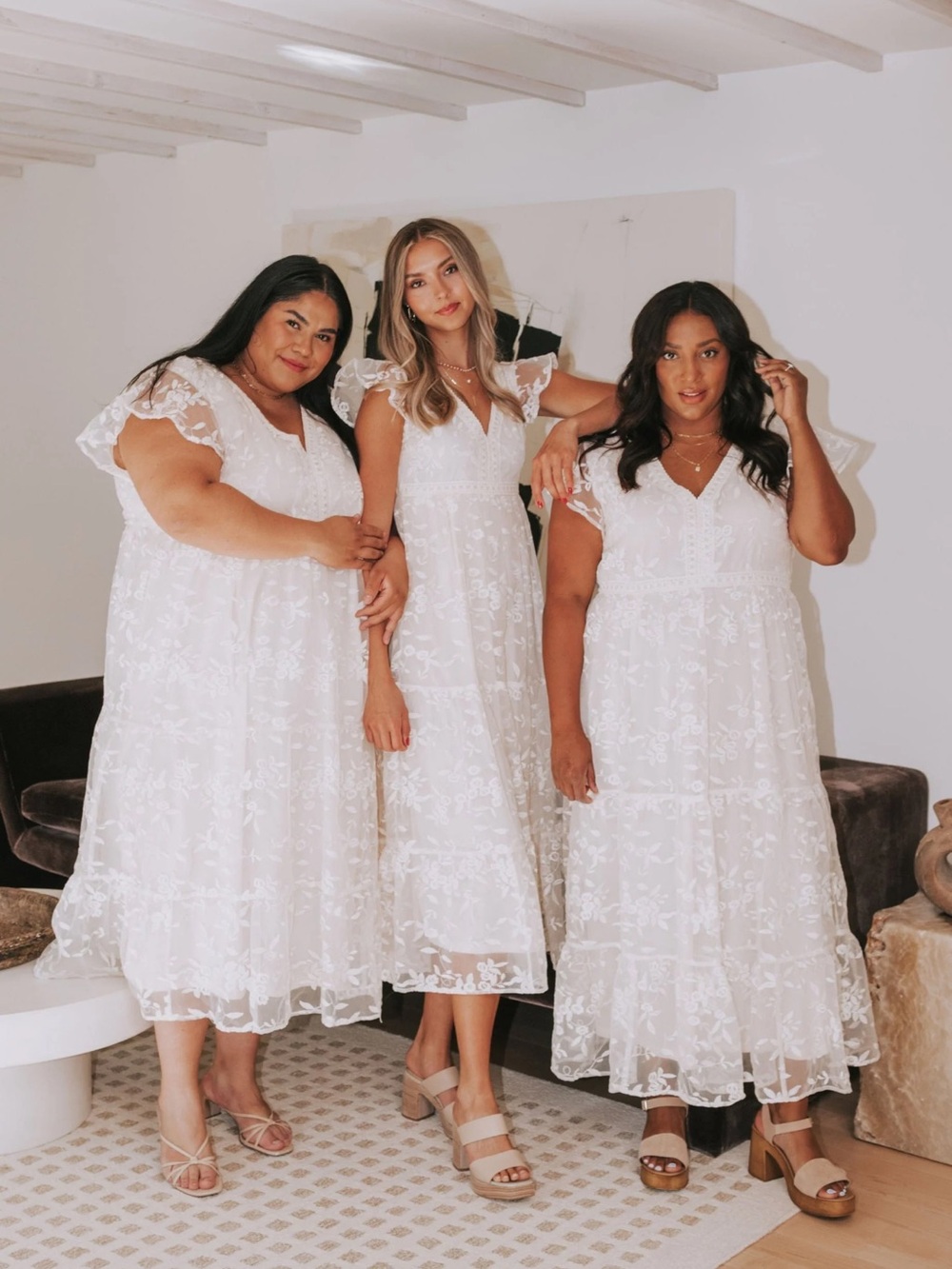 Baltic Born White Lace Maxi Dress with Flutter Sleeves